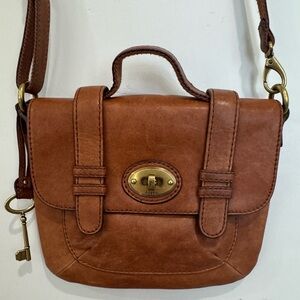 Fossil Carson Crossbody Bag Camel Brown Leather Satchel Purse ZB5058